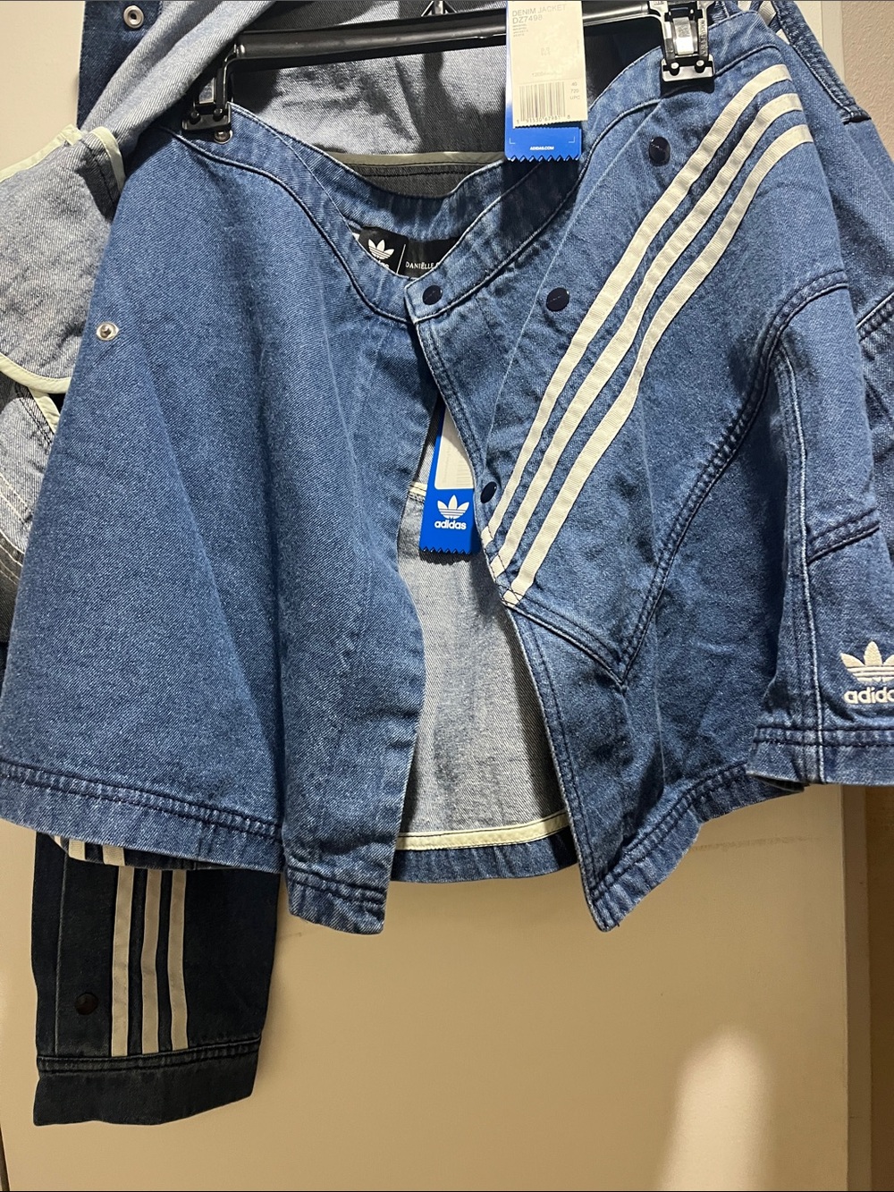 adidas Blue Denim Jacket with skirt with White Stripe Accents - Picture 5 of 10